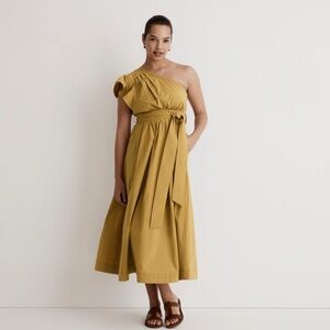 Madewell Ruffled One Shoulder Midi Dress